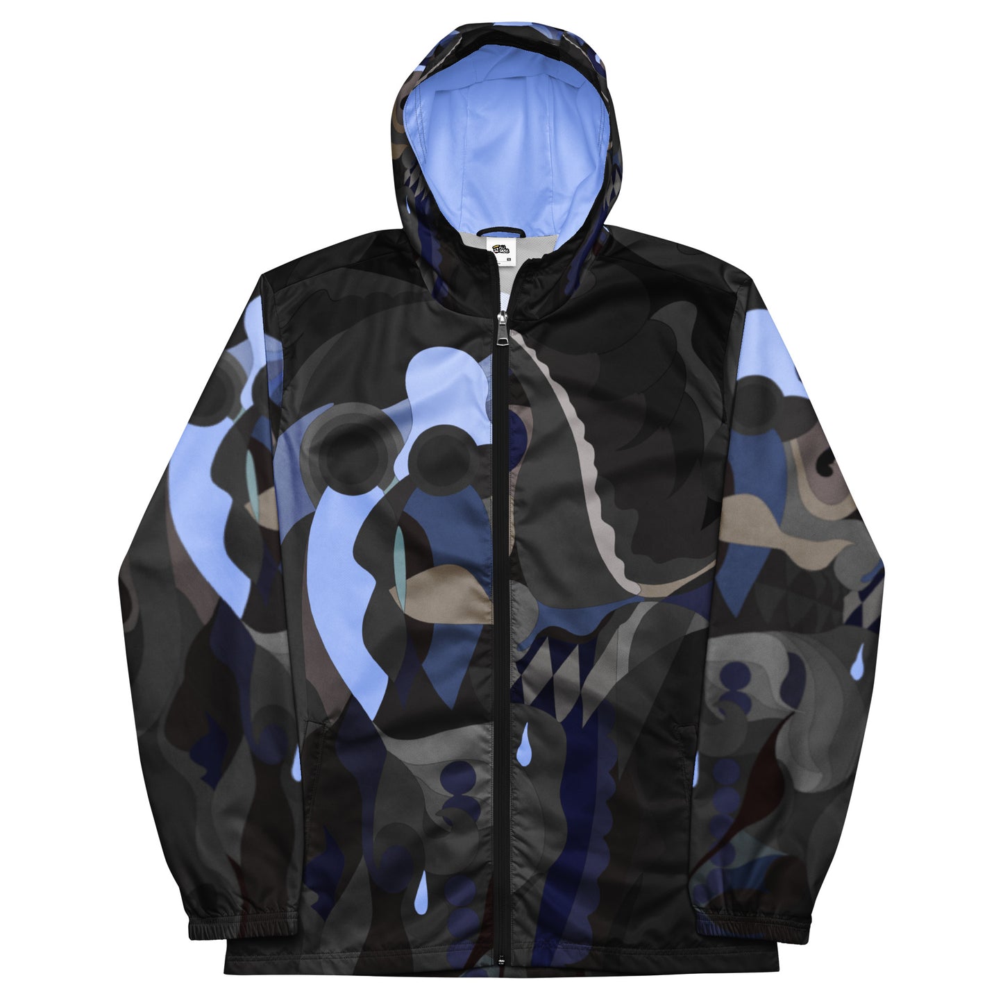 Charcoal Black "Pharaoh" Windbreaker with Powder Blue Highlights *