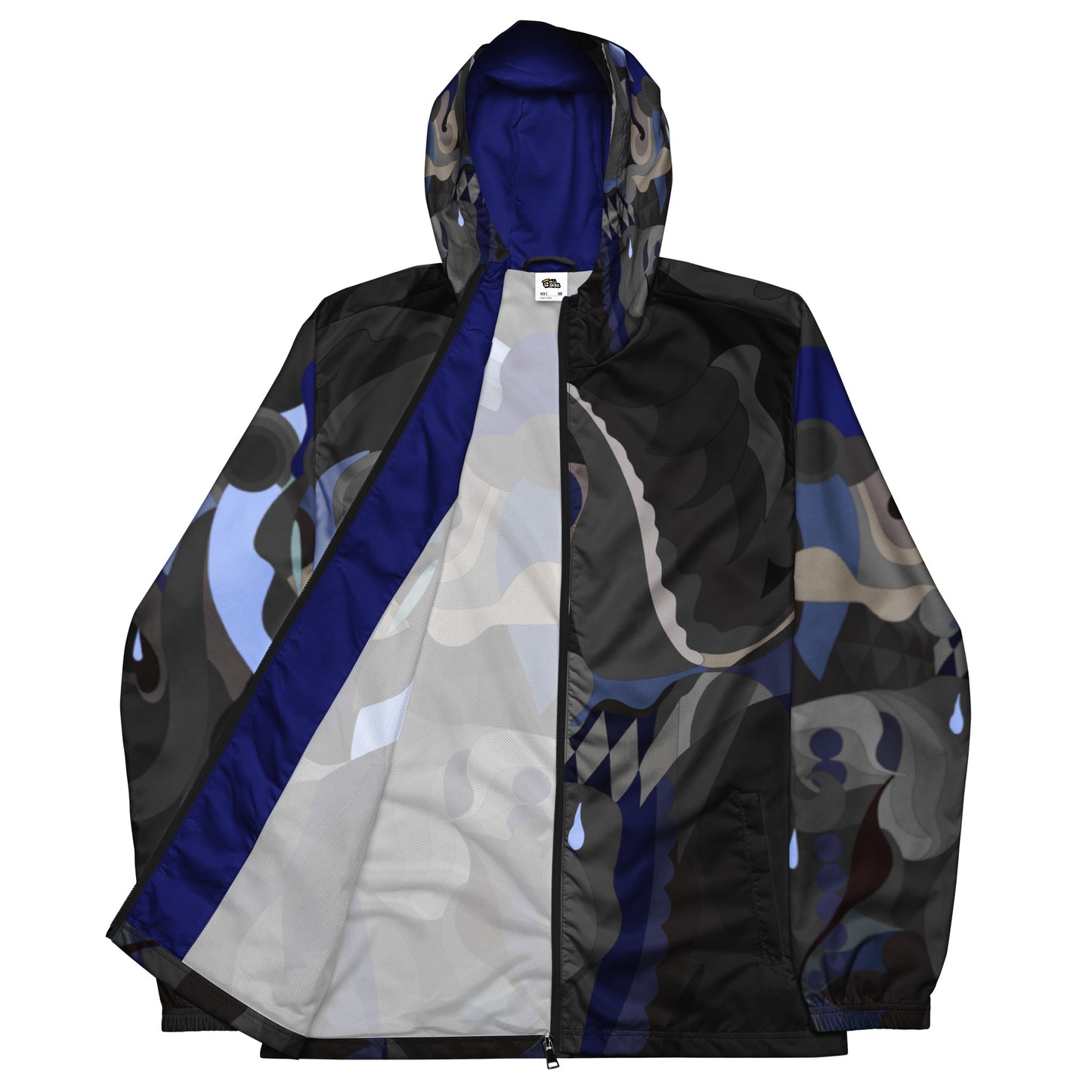 Charcoal Black "Pharaoh" Windbreaker with Royal Blue Highlights *