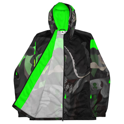 Charcoal Black "Pharaoh" Windbreaker with Neon Green Highlights *