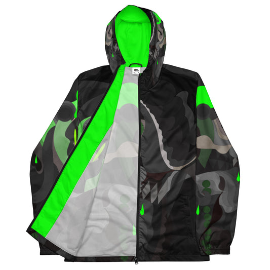 Charcoal Black "Pharaoh" Windbreaker with Neon Green Highlights *