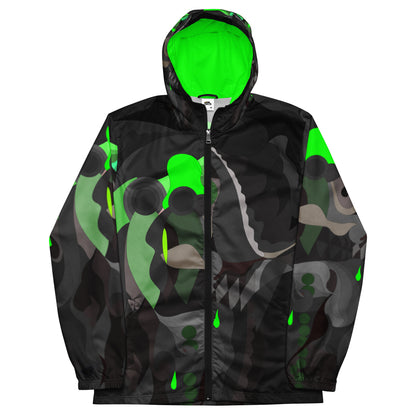 Charcoal Black "Pharaoh" Windbreaker with Neon Green Highlights *