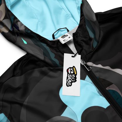 Charcoal Black "Pharaoh" Windbreaker with Sky Blue Highlights