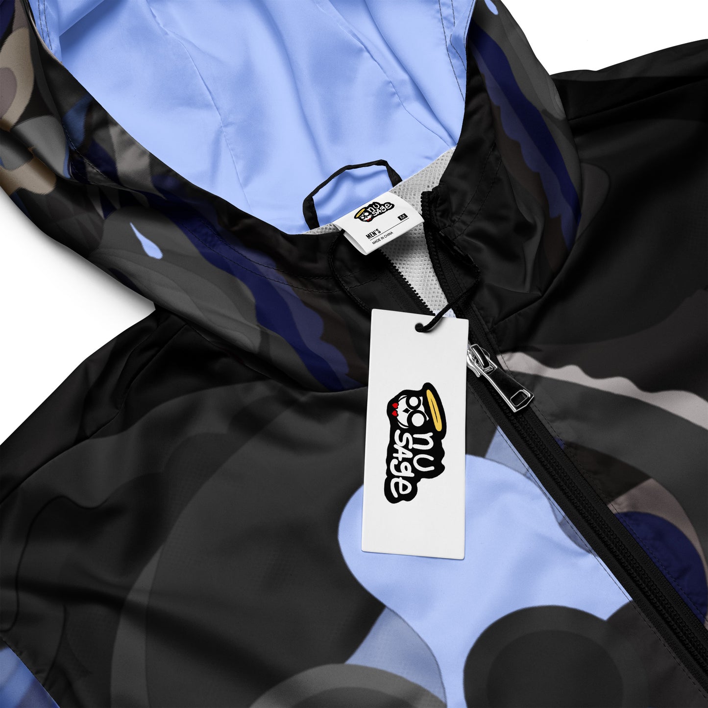 Charcoal Black "Pharaoh" Windbreaker with Powder Blue Highlights *