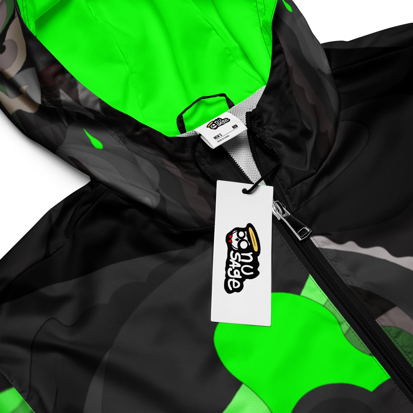 Charcoal Black "Pharaoh" Windbreaker with Neon Green Highlights *