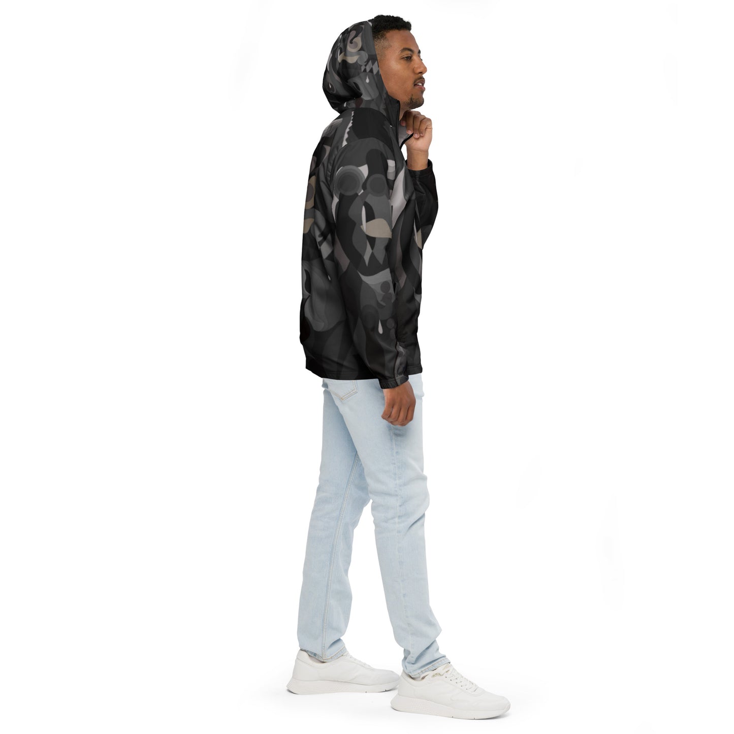 Charcoal Black Pharaoh Windbreaker with Smoky Gray Highlights