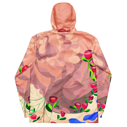 Pinky Mauve Hood & Inner "Blissful Dragon" Men’s Windbreaker