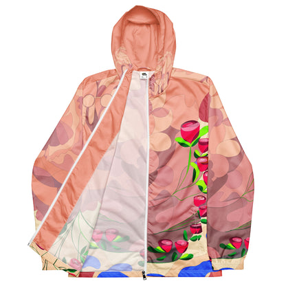 Pinky Mauve Hood & Inner "Blissful Dragon" Men’s Windbreaker