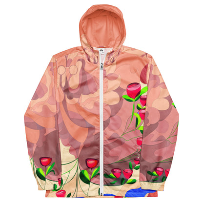 Pinky Mauve Hood & Inner "Blissful Dragon" Men’s Windbreaker