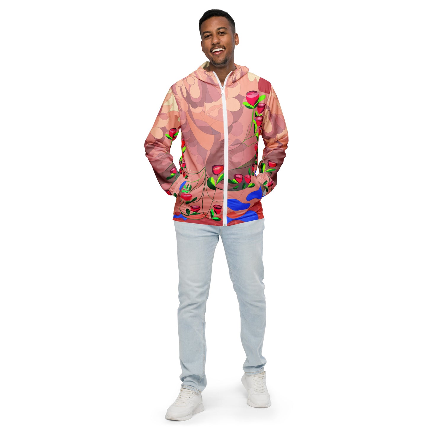 Creamy "Blissful Dragon" Men’s Windbreaker