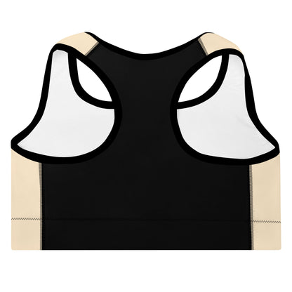 Vanilla Cream NuSage Black Padded Sports Bra