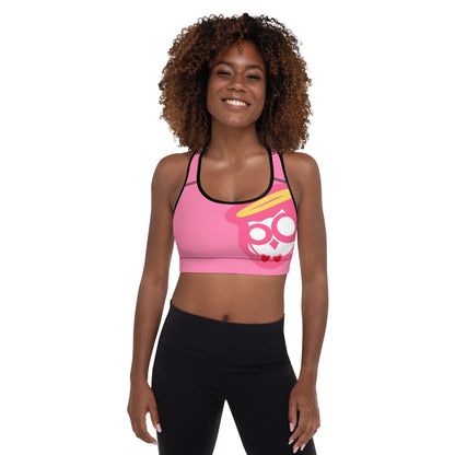 Cotton Candy Pink & Black Padded Sports Bra