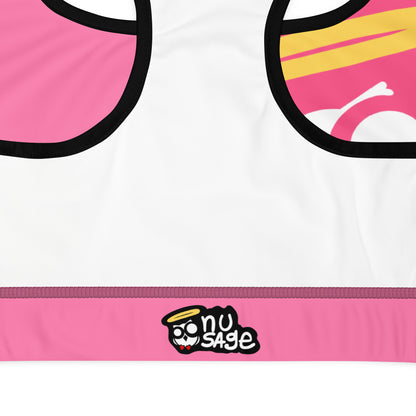 Cotton Candy Pink & Black Padded Sports Bra