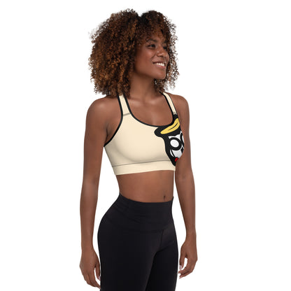 Vanilla Cream NuSage Black Padded Sports Bra