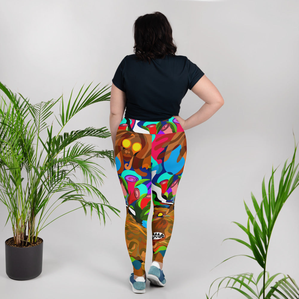 Jungle Eyes in Tulips Yoga Leggings (Plus)