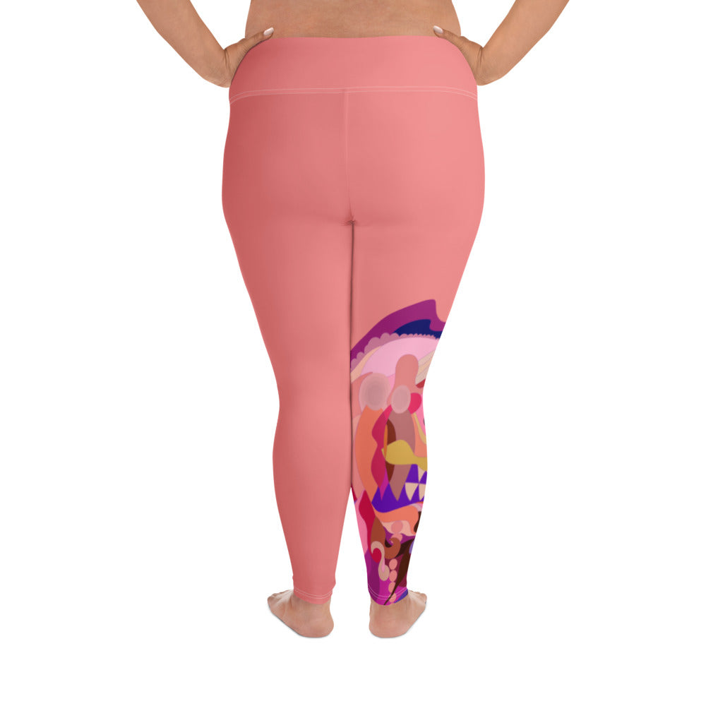 Salmon "Jubilee" Plus Size Leggings (Single Leg)