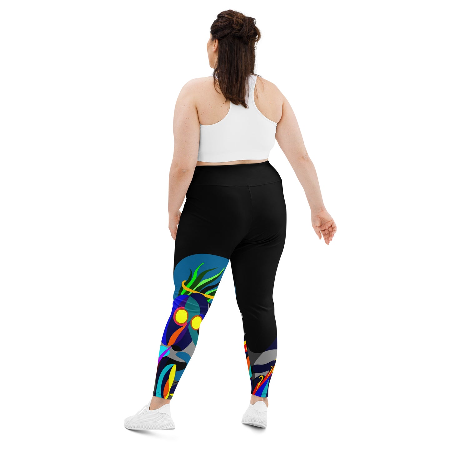 Black "Canine in Maze" Yoga Leggings Plus Size Leggings