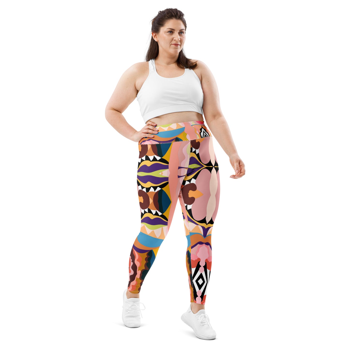 Peachy Blue Lips Yoga Leggings (Plus Size)