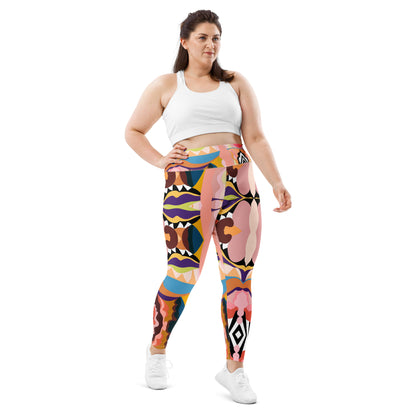 Peachy Blue Lips Yoga Leggings (Plus Size)