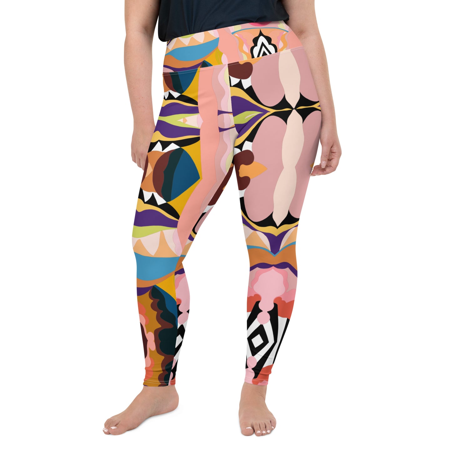 Peachy Blue Lips Yoga Leggings (Plus Size)