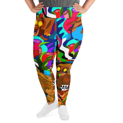 Jungle Eyes in Tulips Yoga Leggings (Plus)