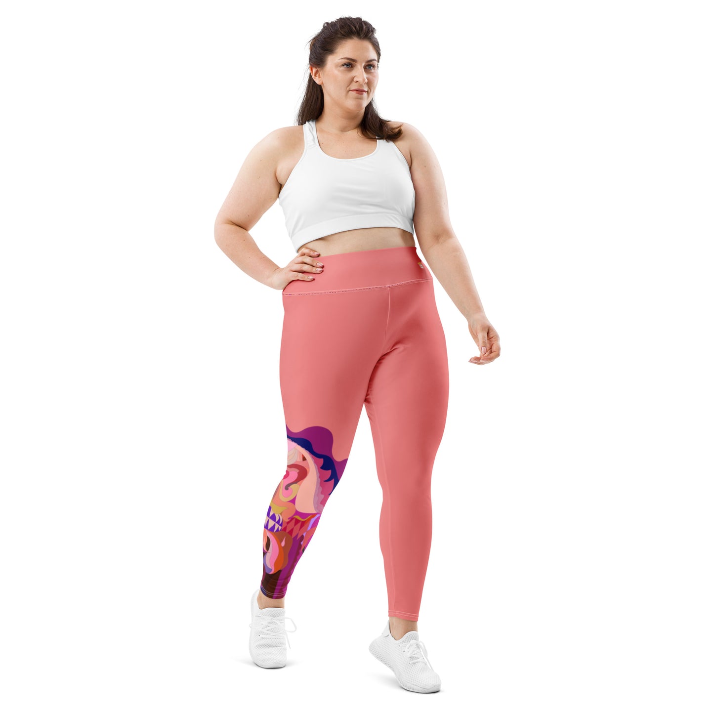 Salmon "Jubilee" Plus Size Leggings (Single Leg)