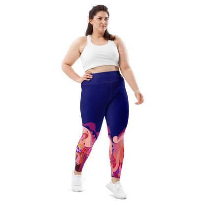 Navy Blue Indigo "Jubilee" Plus Size Leggings