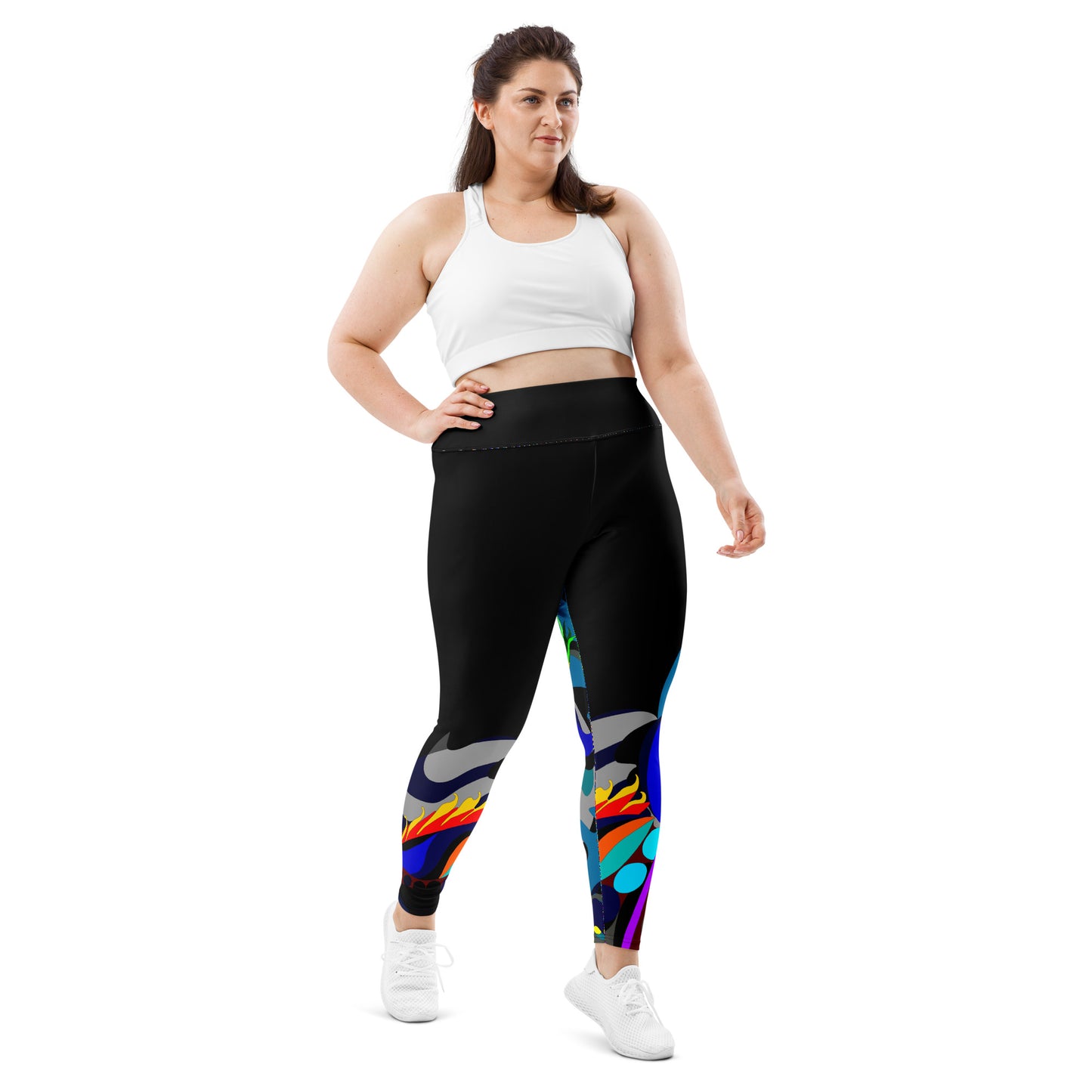 Black "Canine in Maze" Yoga Leggings Plus Size Leggings