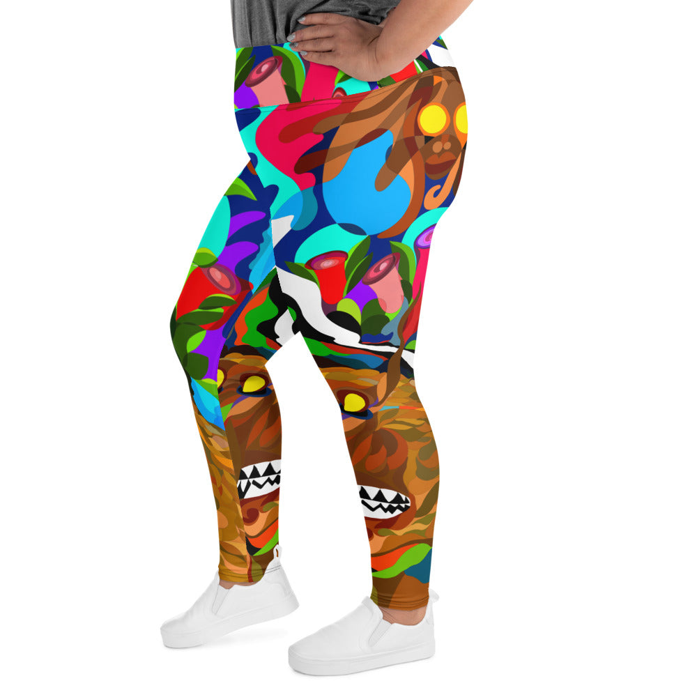 Jungle Eyes in Tulips Yoga Leggings (Plus)