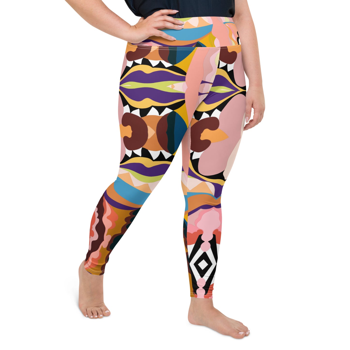 Peachy Blue Lips Yoga Leggings (Plus Size)