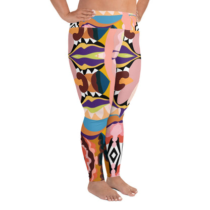 Peachy Blue Lips Yoga Leggings (Plus Size)