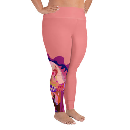 Salmon "Jubilee" Plus Size Leggings (Single Leg)