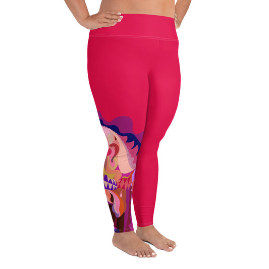 Valentine Pink "Jubilee" Plus Size Leggings (Single Layer)