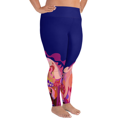 Navy Blue Indigo "Jubilee" Plus Size Leggings