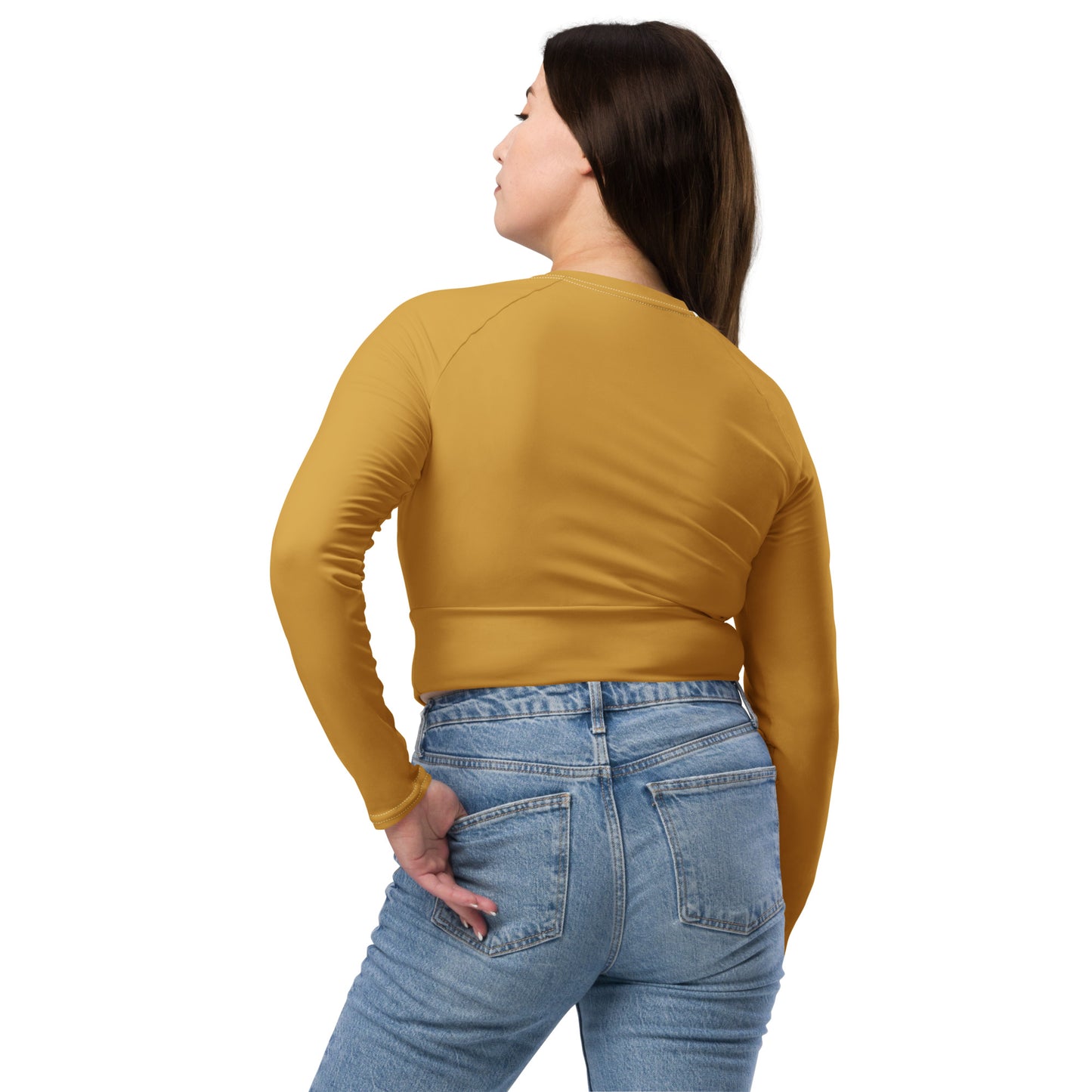 Dijon Gold "Jubilee" Long-Sleeve Crop Top (Plus Size)