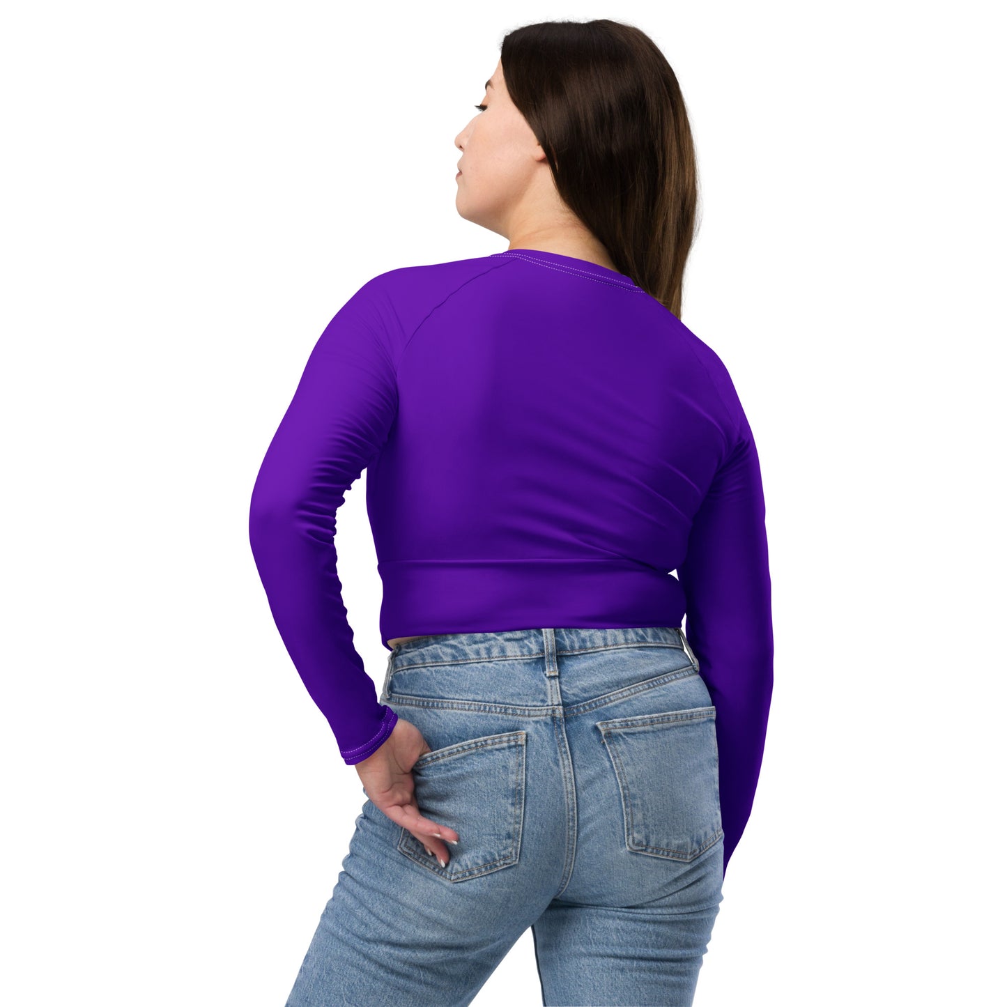 Purple Violet Long-Sleeve Crop Top (Plus Size)