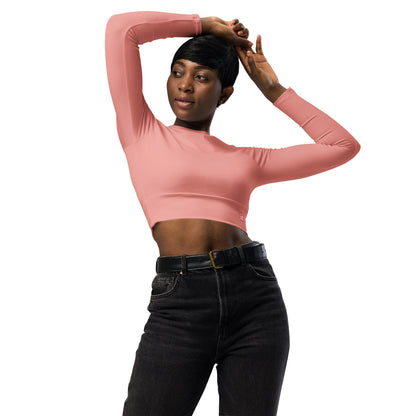 Shimmering Blush Dragon Long-Sleeve Crop Top