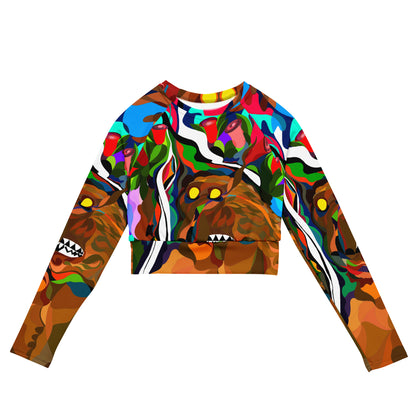 Jungle Eyes in Tulips Long-Sleeve Crop Top