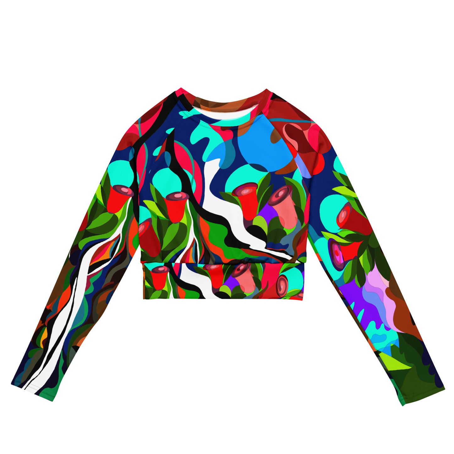 Swimming in Tulips Long-Sleeve Crop Top