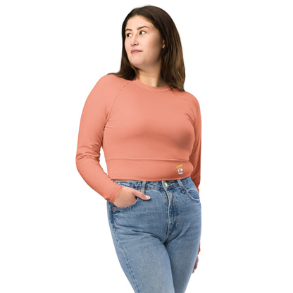 Pinky Mauve Dragon Long-Sleeve Crop Top (Plus)