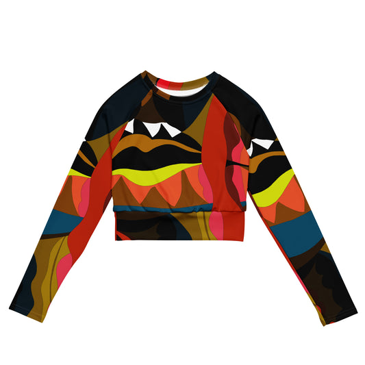 Chocolate Lips Long-Sleeve Crop Top