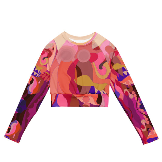 "Jubilee" Purple & Pink Long-Sleeve Crop Top