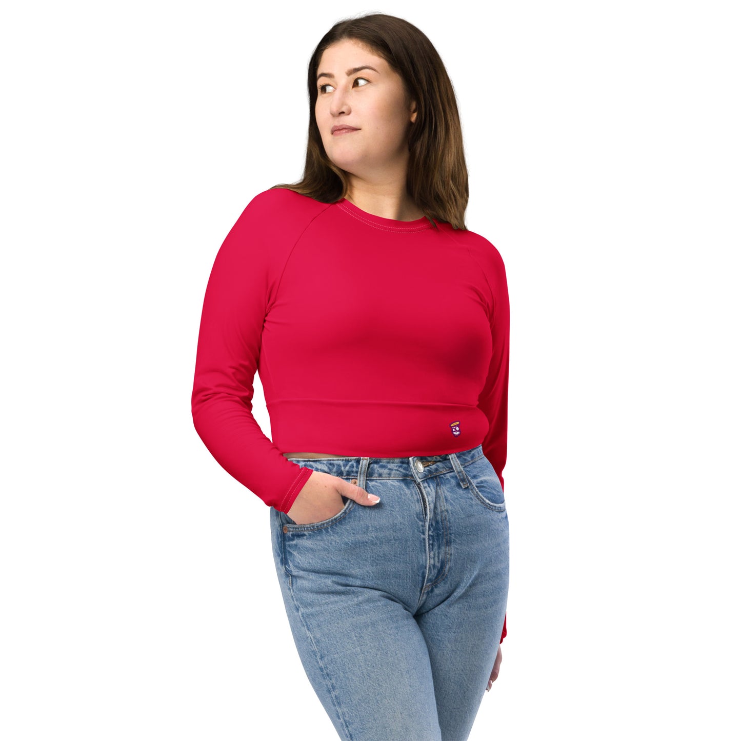 Valentine Pink "Jubilee" Long-Sleeve Crop Top (Plus Size)