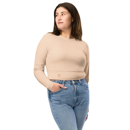 Almond Cream "Jubilee" Long-Sleeve Crop Top (Plus Size)