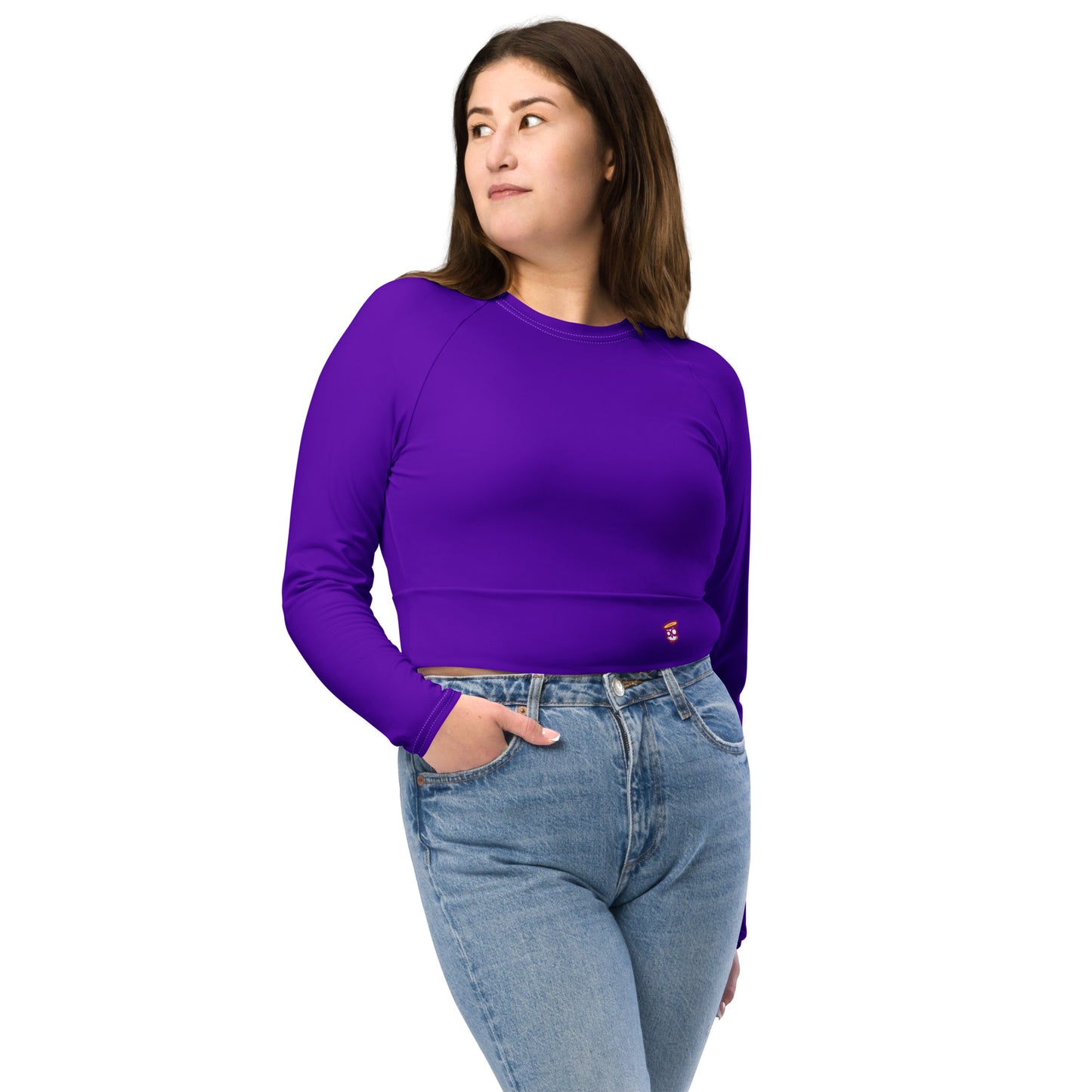 Purple Violet Long-Sleeve Crop Top (Plus Size)