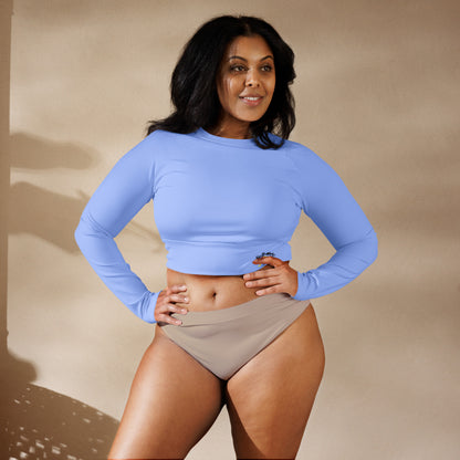 ‘’Pharaoh” Powder Blue Long-sleeve Crop Top (Plus)