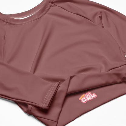 Chocolate Mauve Dragon Long-Sleeve Crop Top