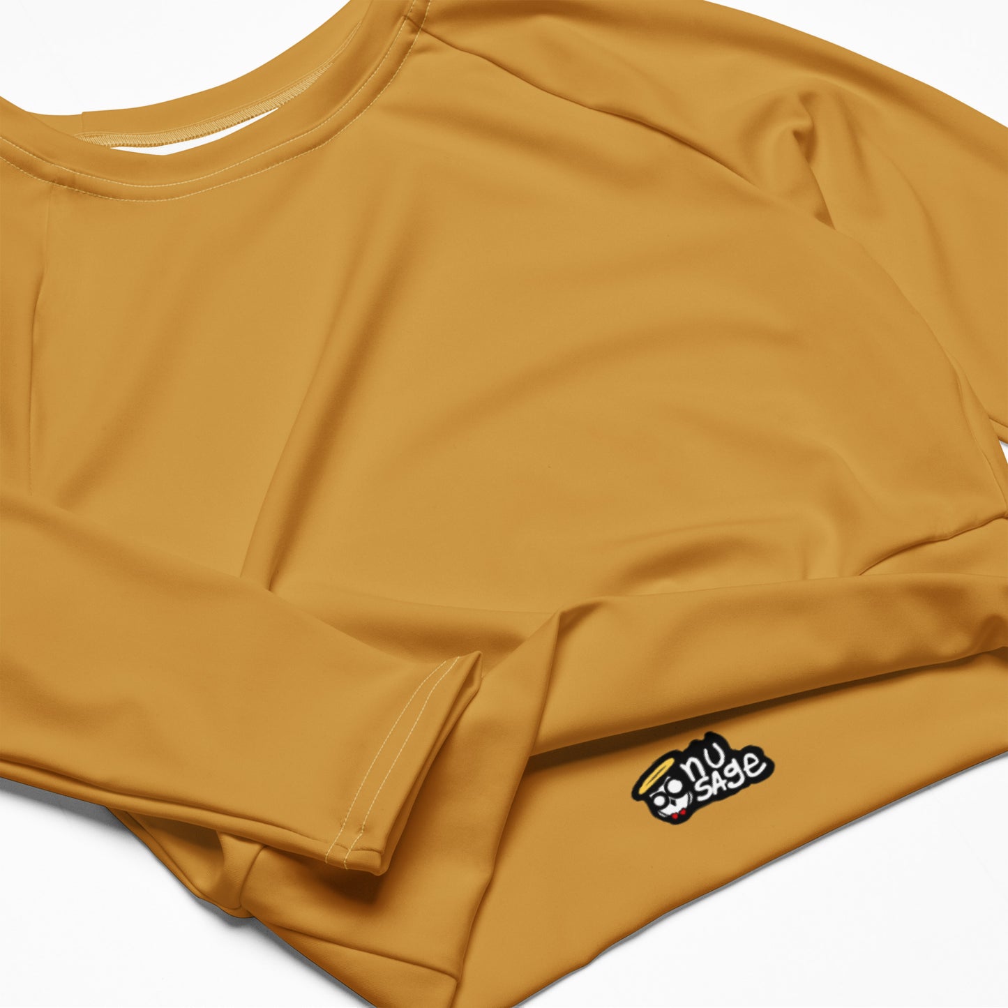 Dijon Gold "Jubilee" Long-Sleeve Crop Top (Plus Size)