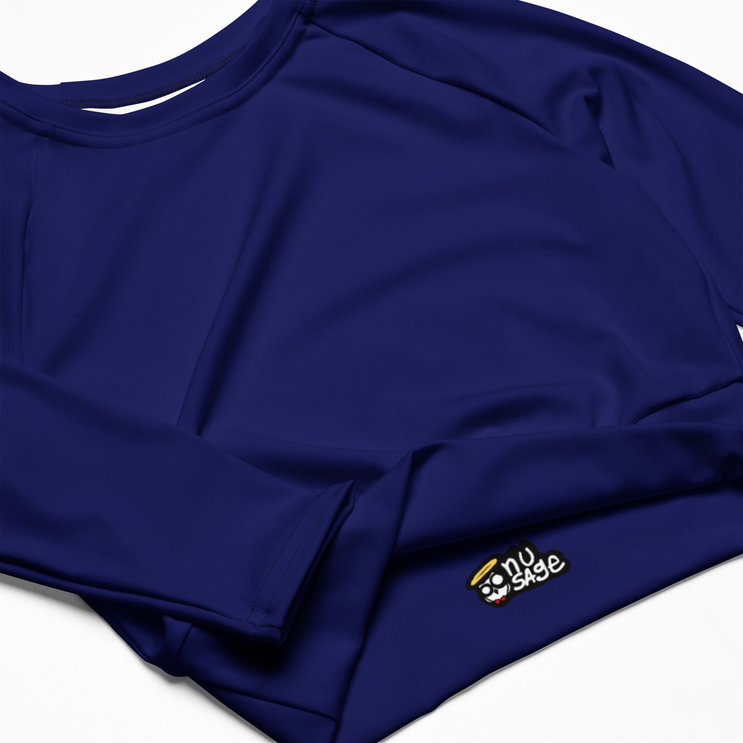 ‘’Pharaoh” Royal Blue Long-sleeve Crop Top (Plus)