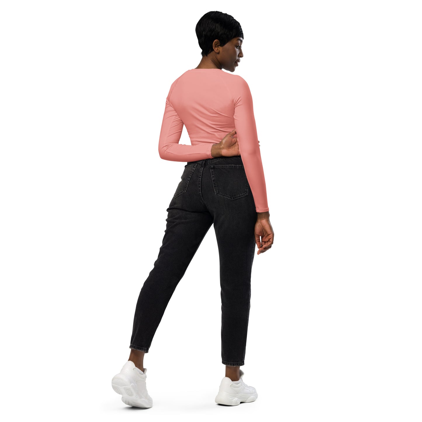 Shimmering Blush Dragon Long-Sleeve Crop Top