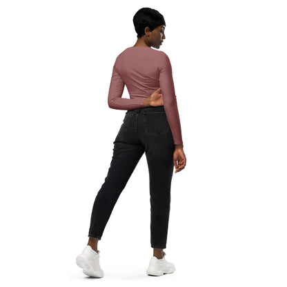 Chocolate Mauve Dragon Long-Sleeve Crop Top